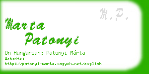 marta patonyi business card